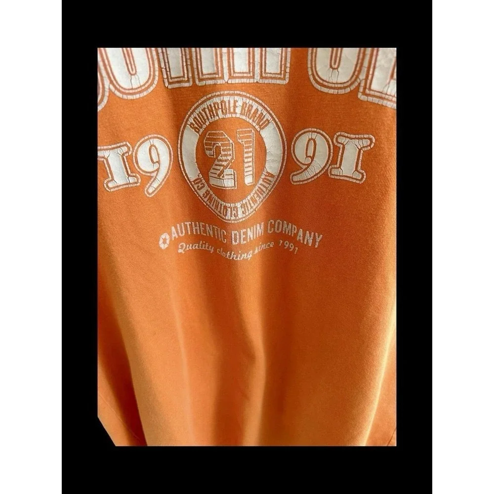 Vintage 90's Southpole Shirt Medium Orange Spellout Logo Hip‎ Hop Y2K Skater